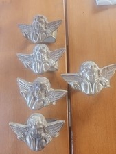 5 alte  Serviettenringe  silberfarbe  Engel Tischkultur Requisite Nostalgie 605R