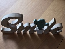 SMILE -- mit Kaktus -- HOLZ - SCHRIFTZUG - DEKOAUFSTELLER --Holzdeko--Aufsteller