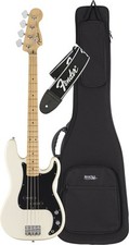 Fender Standard Precision Bass Olympic White 4-Saiter E-Bass Softcase Gurt