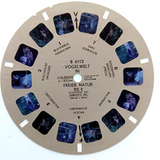 VIEW-MASTER 3D REEL⭐ VOGELWELT in freier Natur ! ⭐ Stereo Bildscheibe Uhu Würger