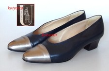UNÜTZER Italy Handarbeit Pumps Abendschuhe Gr. 39 Echt Leder Blau Silber