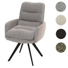 Esszimmerstuhl HWC-G66, Stuhl mit Armlehne, drehbar Auto-Position Stoff Bouclé