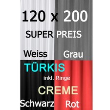 120 x 200 cm Textil Duschvorhang Grau Creme Türkis Weiß Schwarz Rot inkl. Ringe