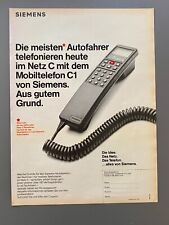 Siemens C1 Autotelefon C-Netz Mobiltelefon 1986 Vintage Ad Werbung Reklame