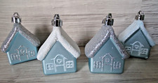 4 Christbaumkugeln-Haus-blau