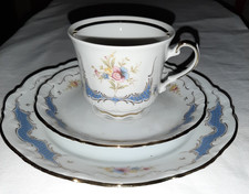 Sammeltasse Mitterteich Bavaria W.Germany Porzellan weiß/hellblau Goldrand