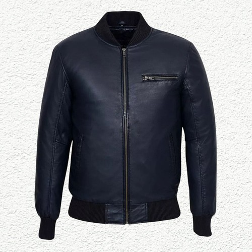Herren blaue bomber lederjacke - herren,