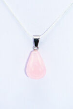 Silberkette mit Rosenquarz Tropfen-Anhänger