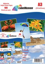 Fotopapier selbstklebend, glänzend,  Format und Menge nach Wahl von Label Heaven
