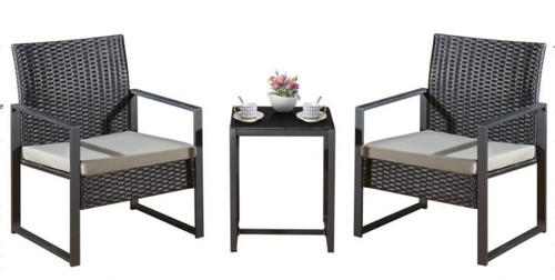 Rattan stuhl und tischset - rattan, stuhl-