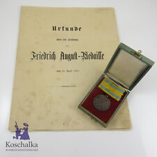Sachsen, Friedrich August Medaille in Silber im Etui & Urkunde (6011EB)
