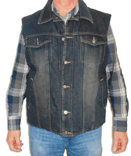 PACIFIC BLUE HERREN WESTE BIKER JEANS-JACKE Gr.L WESTERN TRUCKER KUTTE WATTIERT