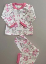 Baby Mädchen Schlaganzug Pyjama Rosa mit Bunny Häschen Happy Easter Gr.3-6,6-9M