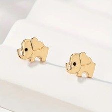 1 Paar Ohrringe - Ohrstecker - Gold - Motiv: Elefant - Modeschmuck vergoldet