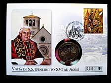 Numisbrief  Papst Benedikt XVI. "Besuch in Assisi"