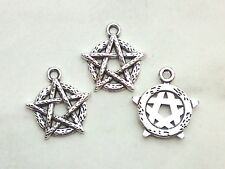 5x Anhänger Pentagramm 20x18mm Charm Gothic Stern Hexagramm Schmuck Deko Basteln