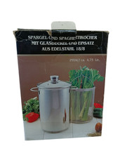 Spargel & Spaghetti Kochtopf aus Edelstahl 18/8 mit Einsatz und Glasdeckel