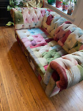 Samt Sofa, Patchwork, Boho, Multicolour, Chesterfield, 2 Sitzer, bunt