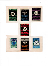 7 alte Reklamemarken der Firma Ackermann aus Heilbronn für Garne (Textil)