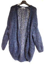 VICOLO NORTHLAND weite Strickjacke dunkelblau Mohair vorne offen ca L kuschlig