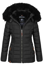 Damen Winter Jacke Winterjacke gefüttert Kapuze Kunstfell Schwarz M V65 R21-D