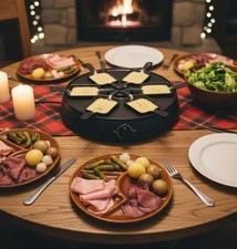 6er Set Vintage Fondueteller, Teller Raclette Fächer