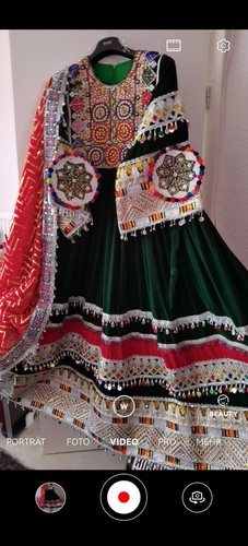 Damen lengha set - damen, grün/rot