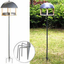 XL-Vogelhaus, Metalldach, Erdspieß & Futterfläche aus Holz, Ø 33,5 cm