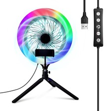 LED Ringlicht USB Ringlight mit Desktop Lüfter für Fotografie Live-Stream Video