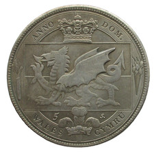 Medaille für GB Wales 5 Schillings  1910 ca. 40 mm/ 23,26 gr