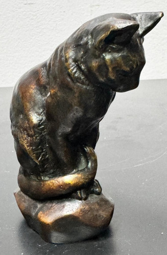 Bronzefigur sitzende katze - bronzefigur,,