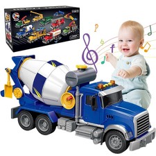 Kinder Betonmischer Spielzeug Baufahrzeug mit Handkurbel Licht und Sound Effekte