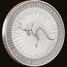 1oz massive 99,99% Silbermünze 2021 Kangaroo, Perth Mint, Stempelglanz UK