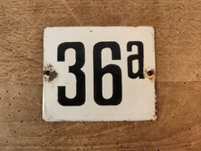 alt Emaille Schild Emailleschild Hausnummer Türschild Zahl 36 a Tür Briefkasten