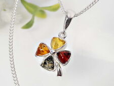 Kleeblatt Bernstein Anhänger