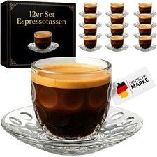 Espresso Tassen 12er Set Espressotassen mit Untertasse Espresso Mokka Gläser