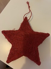 Dekohänger Anhänger XMAS Weihnachten Stern Rot Bast ca. 14x3 cm 3D Geschenk Deko