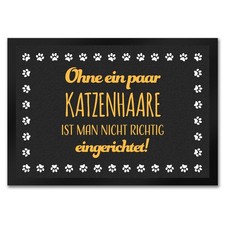 Ohne ein paar Katzenhaare Fußmatte mit schwarzer Hintergrund, weißer Text,