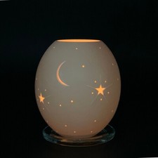 Straußenei Teelicht "Mond und Sterne" mit Untersetzer Windlicht Set Kerzenhalter