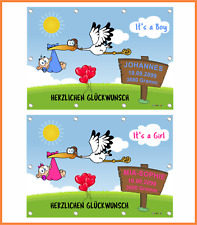Banner zur Geburt Plakat Babystorch Geschenk Holzstorch Alternative Geburt
