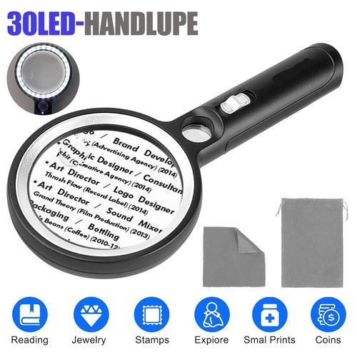 30x große led handlupe mit - led,