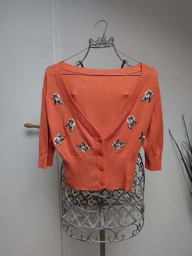 Vintage pin weste koralle - up,