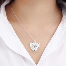 925 Silber PL Herz Anhänger Medallion öffnen Medaillon mit Halskette für Foto
