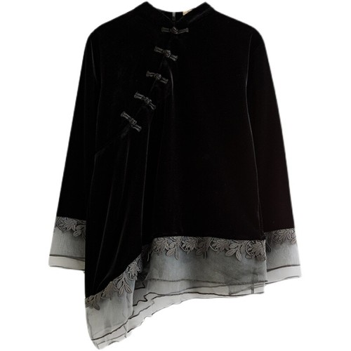 Damen samt cheongsam hemd - damen,