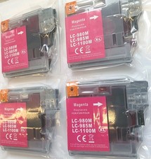 4 Druckerpatronen XL MAGENTA / ROTE kompatibel für Brother LC980M LC985 LC1100M