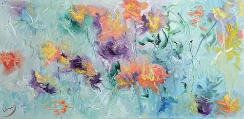 ölbild gemälde blumen - blumen, flora