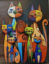 Katzenbild mit Klarglas Bilderrahmen 30 x 40 cm Motiv Katzen 