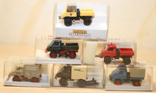 6x Brekina, Unimog  39086,  39008, 39014, 39013, 39002, Sammlung OVP, H0, 1:87