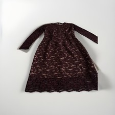 Spitze Kleid Midi Weinrot mit beg Unterkleid von JO NO FUI, Größe 38