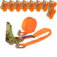10x Spanngurt zweiteilig 6m lang 25mm breit 800kg daN Orange Zurrgurt Spanngurte